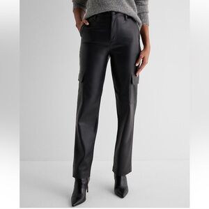 NWOT High-Waisted Faux Leather Straight Cargo Pant